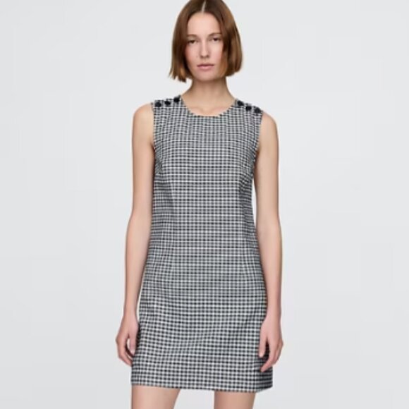 Gap × DÔEN Responsibly Made Sleeveless Navy Denim Gingham Mini Dress 10 - Picture 1 of 8